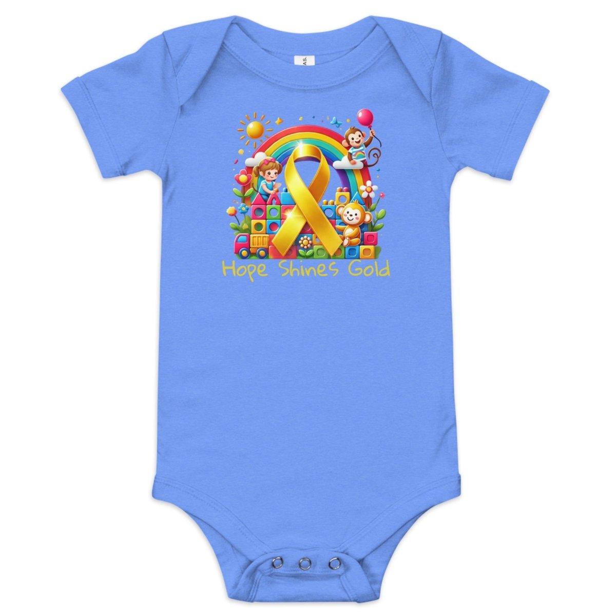 Childhood Cancer Hope Onesie - JohnVsGBMHeather Columbia Blue3 - 6m