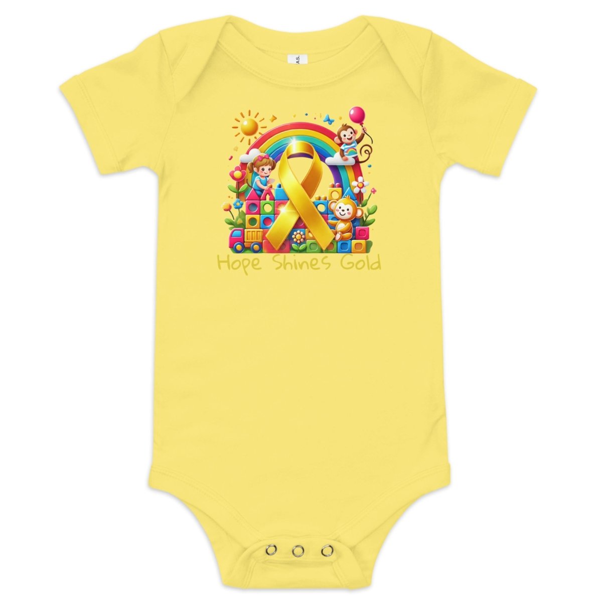 Childhood Cancer Hope Onesie - JohnVsGBMYellow3 - 6m