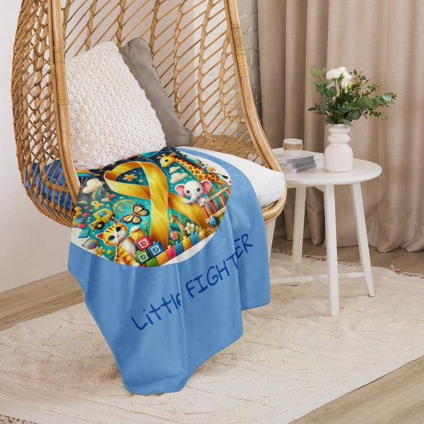 Childhood Cancer Little Fighter Sherpa Blanket - JohnVsGBM37″×57″