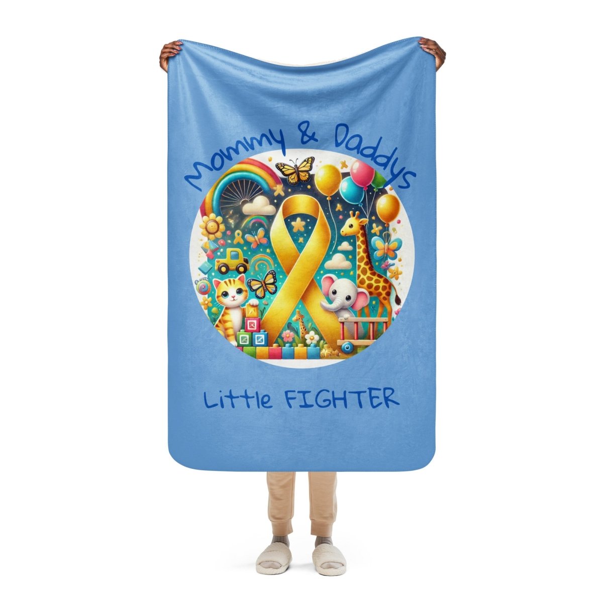 Childhood Cancer Little Fighter Sherpa Blanket - JohnVsGBM37″×57″