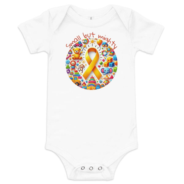 Childhood Cancer Mighty Onesie - JohnVsGBMWhite3 - 6m