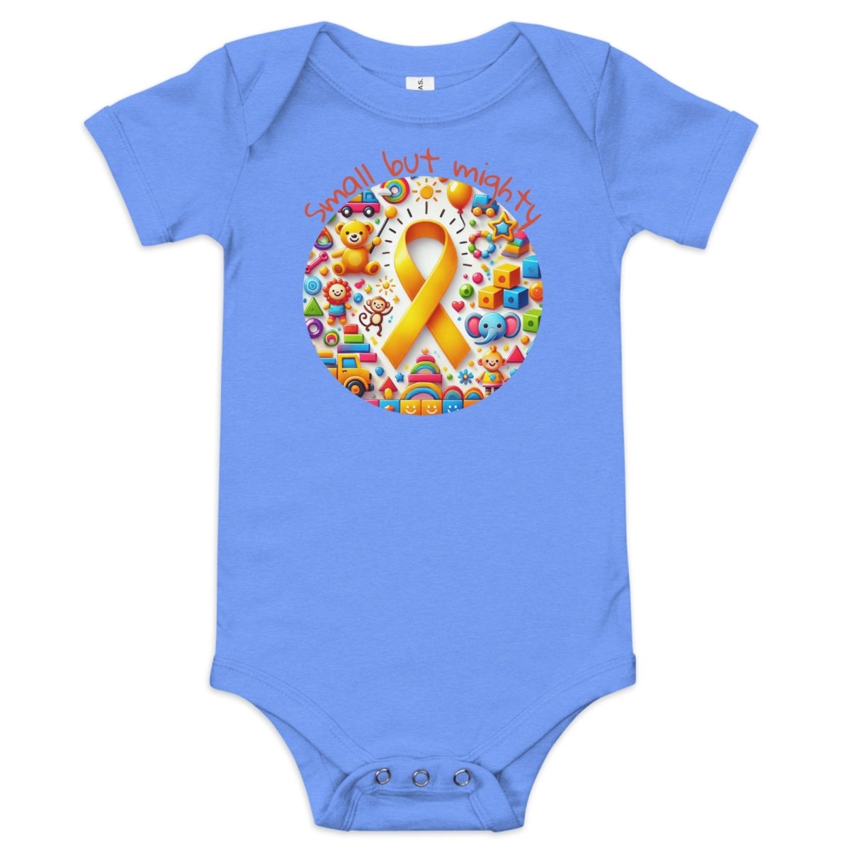 Childhood Cancer Mighty Onesie - JohnVsGBMHeather Columbia Blue3 - 6m