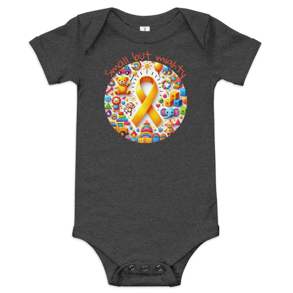 Childhood Cancer Mighty Onesie - JohnVsGBMDark Grey Heather3 - 6m