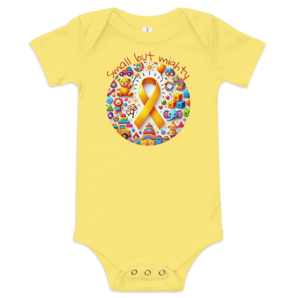 Childhood Cancer Mighty Onesie - JohnVsGBMYellow3 - 6m