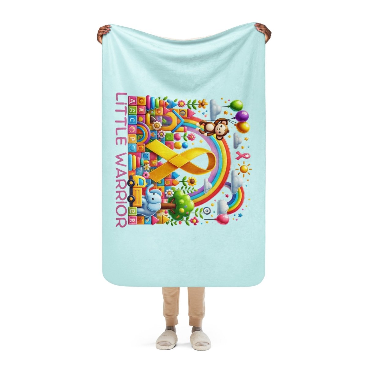 Childhood Cancer Monkey Sherpa Blanket - JohnVsGBM37″×57″