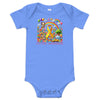 Childhood Cancer Rainbow Monkey Onesie - JohnVsGBMHeather Columbia Blue3 - 6m