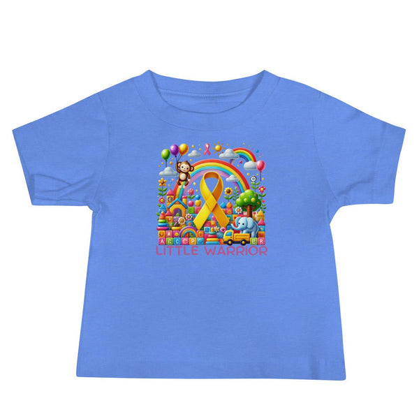 Childhood Cancer Rainbow Monkey Tee - JohnVsGBMHeather Columbia Blue6 - 12m