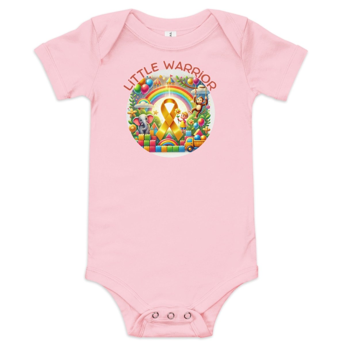 Childhood Cancer Rainbow Onesie - JohnVsGBMPink3 - 6m