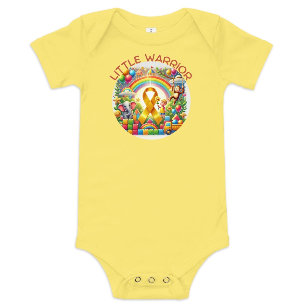 Childhood Cancer Rainbow Onesie - JohnVsGBMYellow3 - 6m