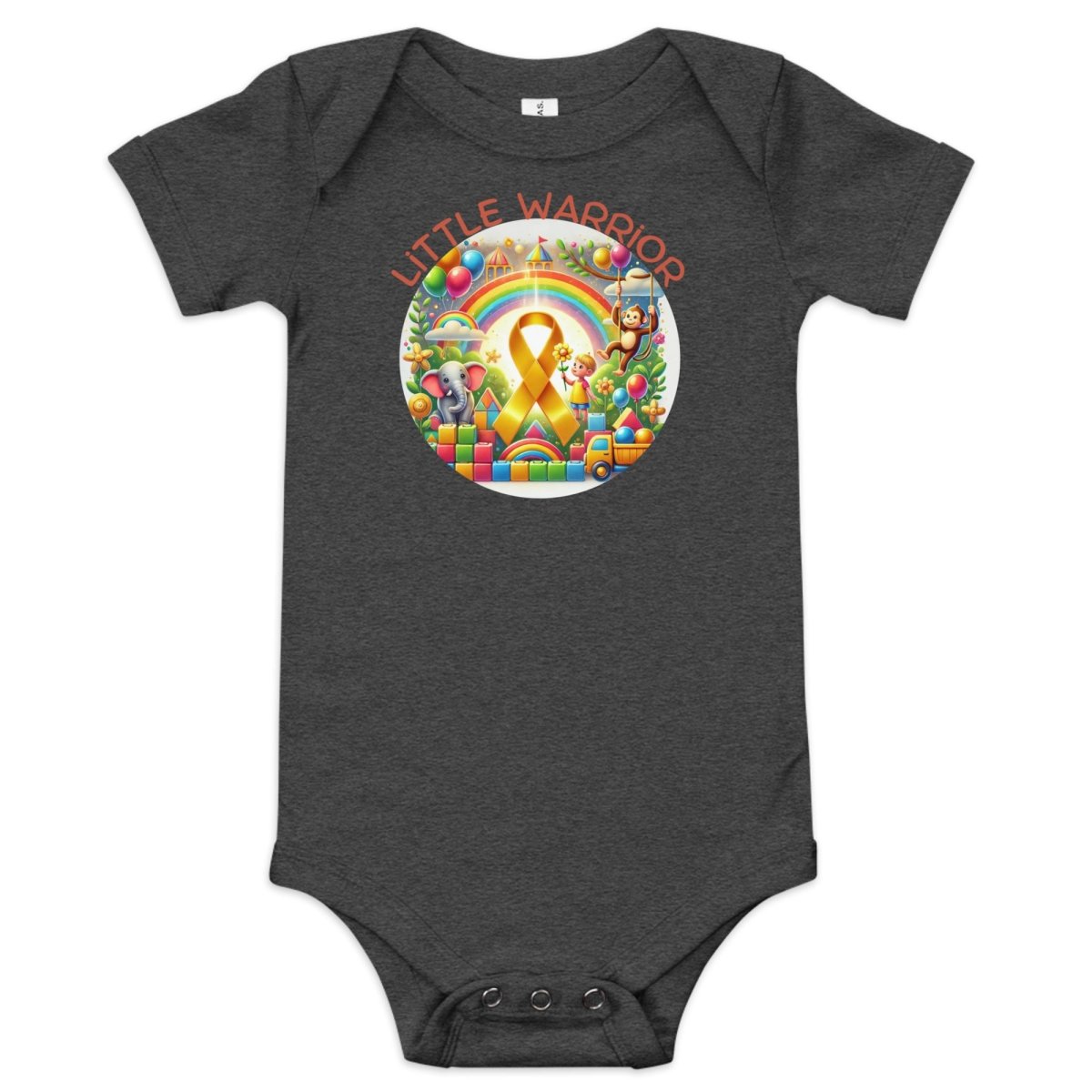 Childhood Cancer Rainbow Onesie - JohnVsGBMDark Grey Heather3 - 6m