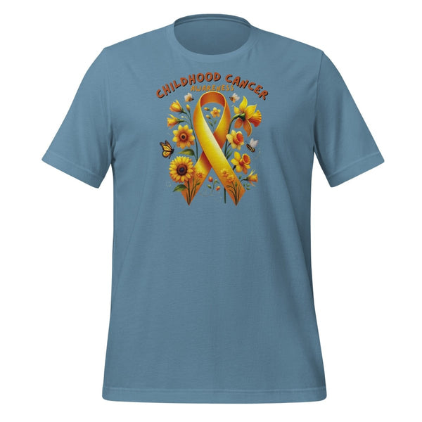 Childhood Cancer Spring Tee - JohnVsGBMSteel BlueS