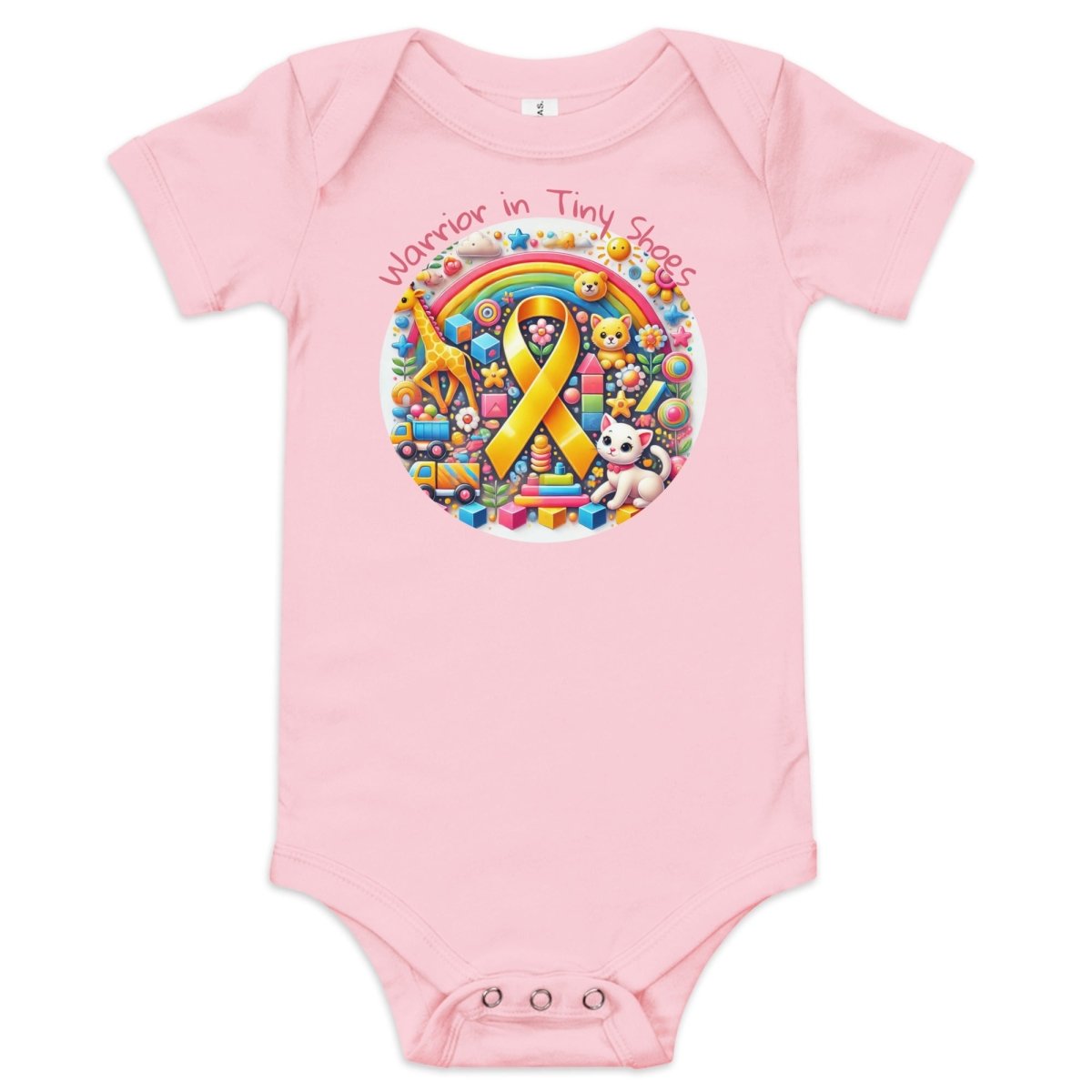 Childhood Cancer Tiny Shoes Onesie - JohnVsGBMPink3 - 6m