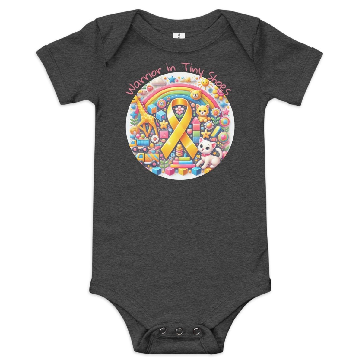 Childhood Cancer Tiny Shoes Onesie - JohnVsGBMDark Grey Heather3 - 6m