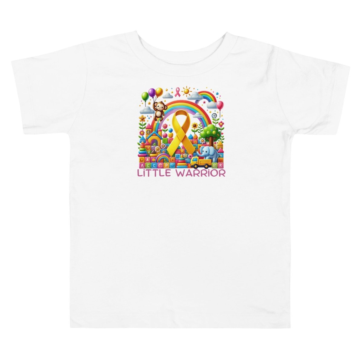 Childhood Cancer Toddler Rainbow Monkey Onesie - JohnVsGBMWhite2T