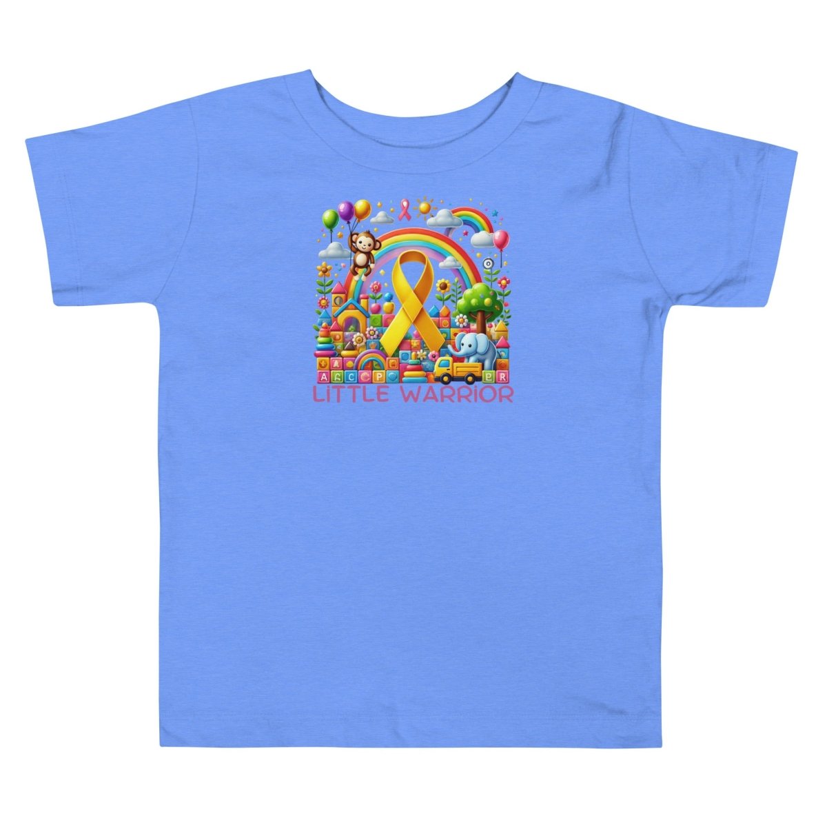 Childhood Cancer Toddler Rainbow Monkey Onesie - JohnVsGBMHeather Columbia Blue2T