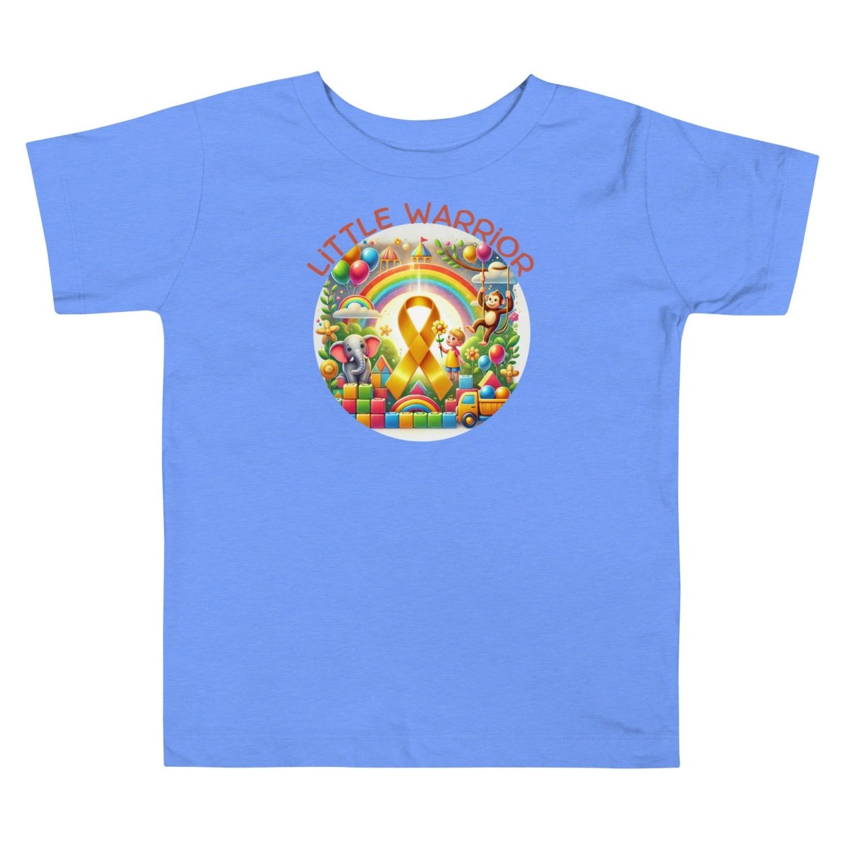 Childhood Cancer Toddler Rainbow Tee - JohnVsGBMHeather Columbia Blue2T