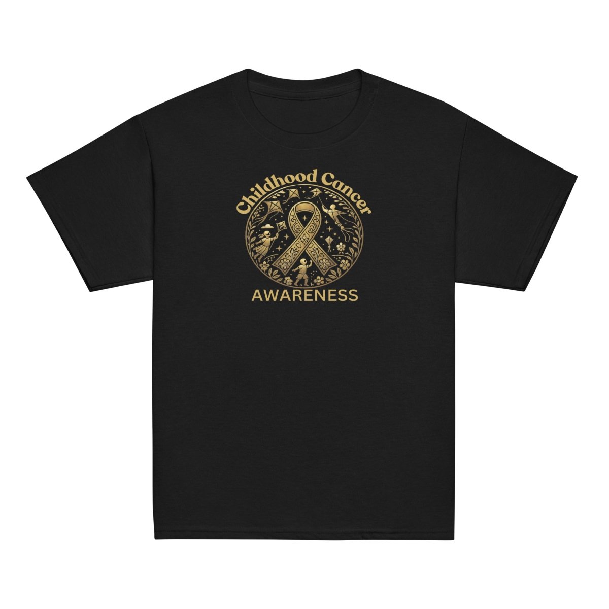 Childhood Cancer Youth Gold Tee - JohnVsGBMBlackXS