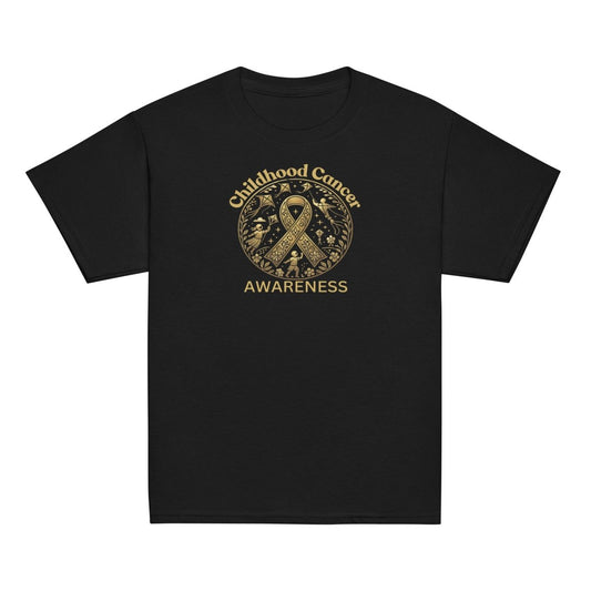 Childhood Cancer Youth Gold Tee - JohnVsGBMBlackXS