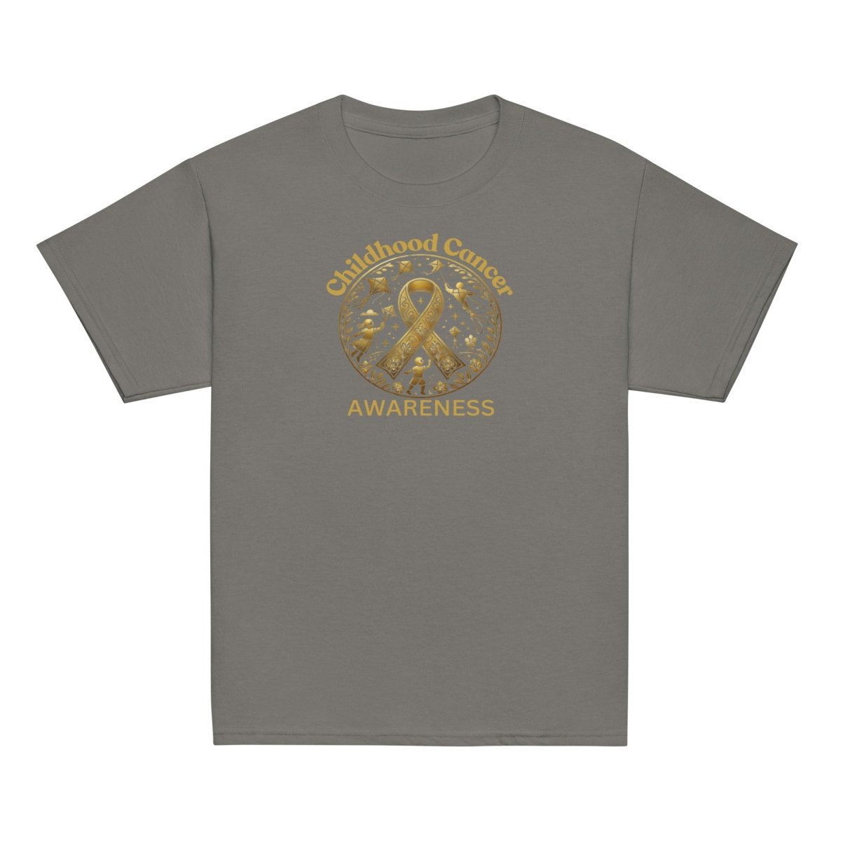 Childhood Cancer Youth Gold Tee - JohnVsGBMCharcoalXS