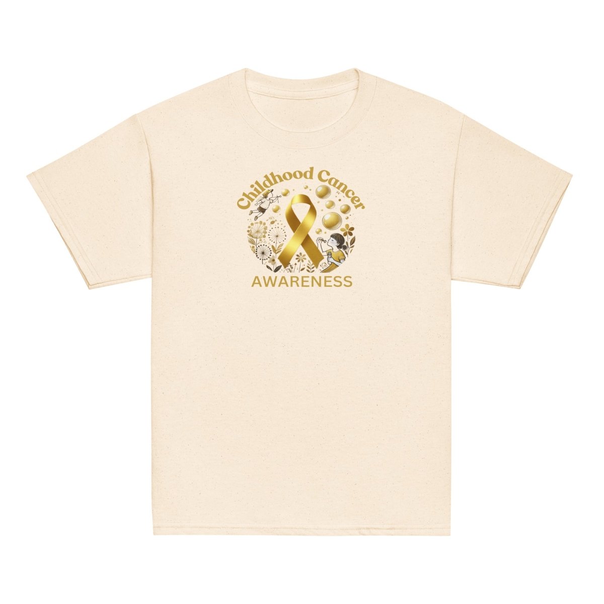 Childhood Cancer Youth Gold/Bubble Tee - JohnVsGBMNaturalXS