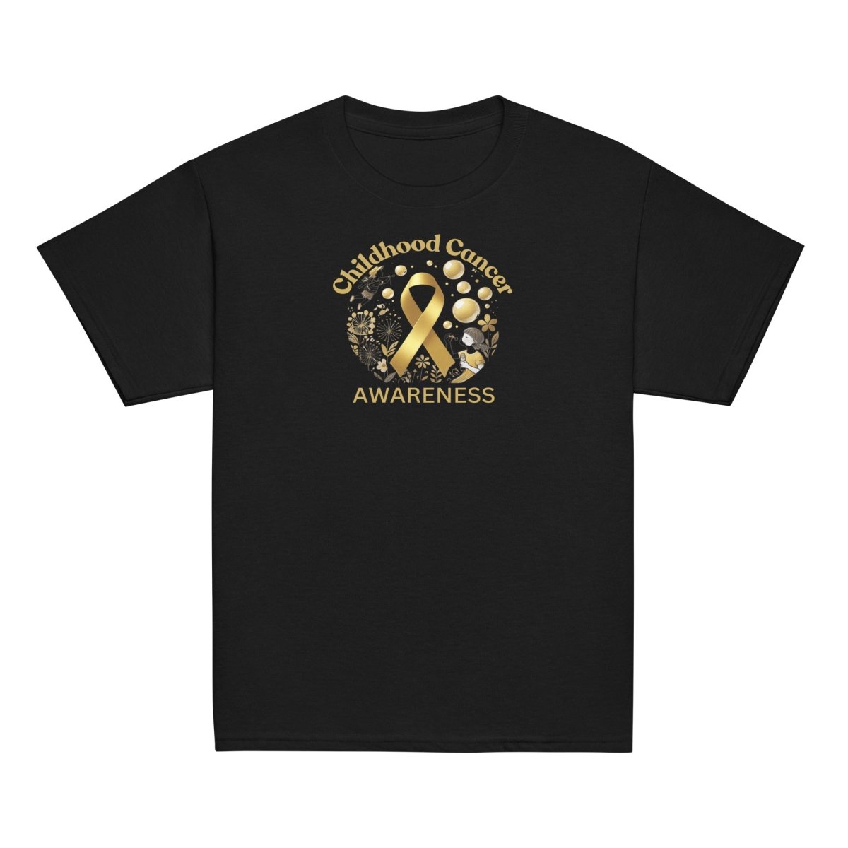 Childhood Cancer Youth Gold/Bubble Tee - JohnVsGBMBlackXS