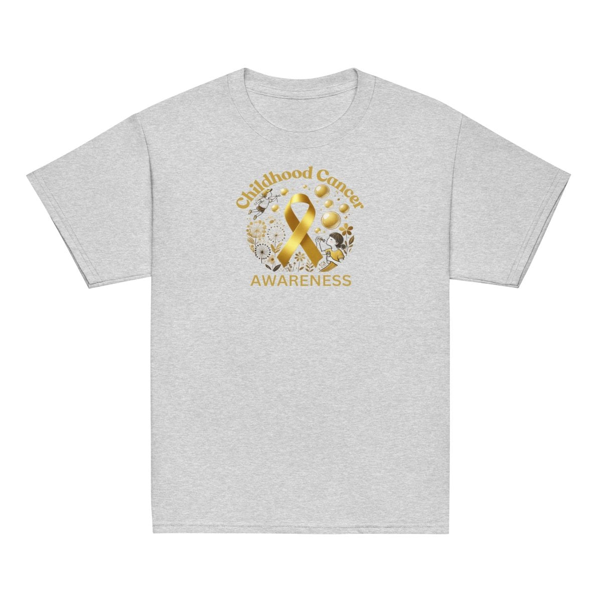 Childhood Cancer Youth Gold/Bubble Tee - JohnVsGBMSport GreyXS