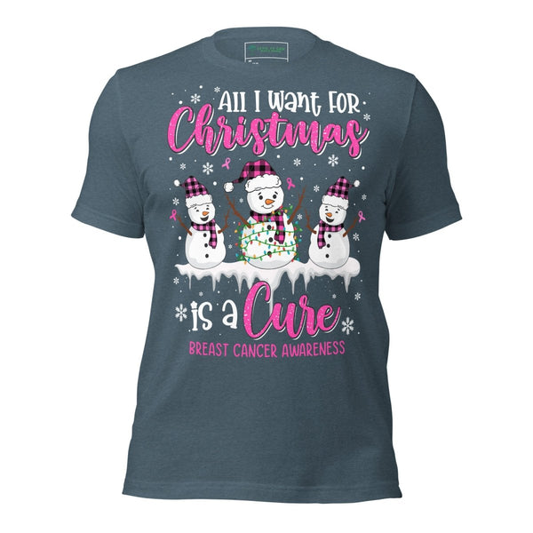 Christmas Breast Cancer WIsh Tee - JohnVsGBMHeather SlateXS