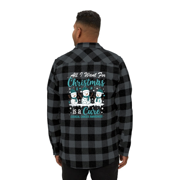 Christmas Cervical Cancer Flannel - JohnVsGBMCharcoal Heather/ BlackXS