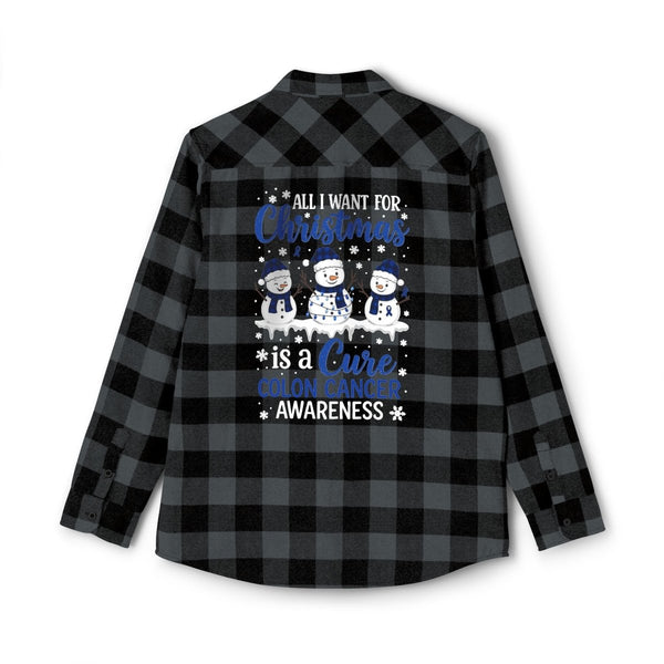Christmas Colon Cancer Flannel - JohnVsGBMGrey Heather/ BlackXS