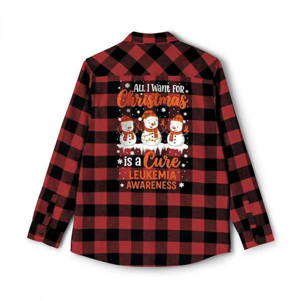 Christmas Leukemia Cancer Flannel - JohnVsGBMGrey Heather/ BlackXS