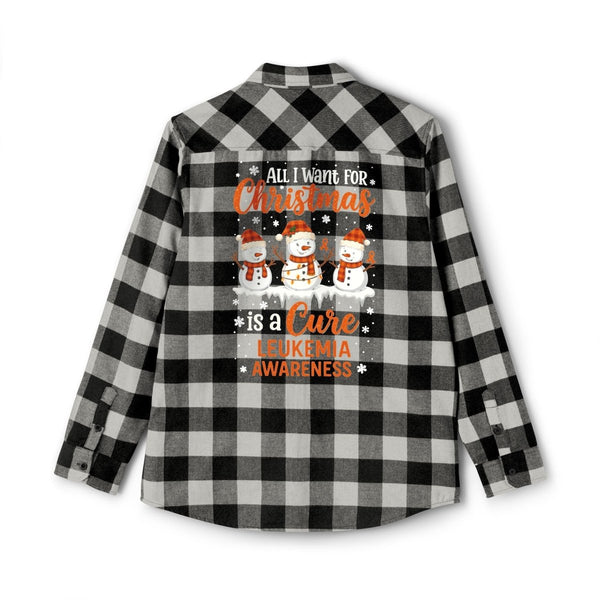 Christmas Leukemia Cancer Flannel - JohnVsGBMGrey Heather/ BlackXS