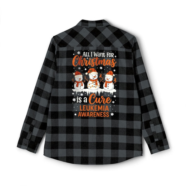 Christmas Leukemia Cancer Flannel - JohnVsGBMGrey Heather/ BlackXS