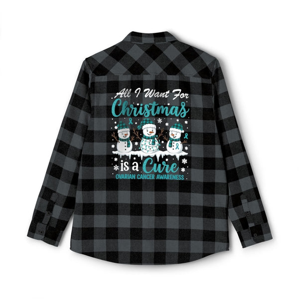 Christmas Ovarian Cancer Flannel - JohnVsGBMGrey Heather/ BlackXS
