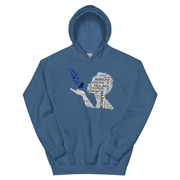 Colon Cancer Butterfly Hoodie - JohnVsGBMIndigo BlueS