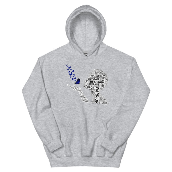 Colon Cancer Butterfly Hoodie - JohnVsGBMSport GreyS