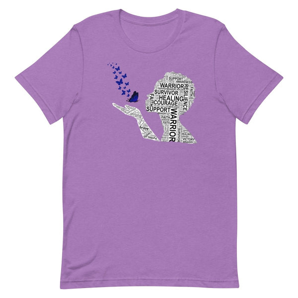 Colon Cancer Butterfly Tee - JohnVsGBMHeather Team PurpleXS