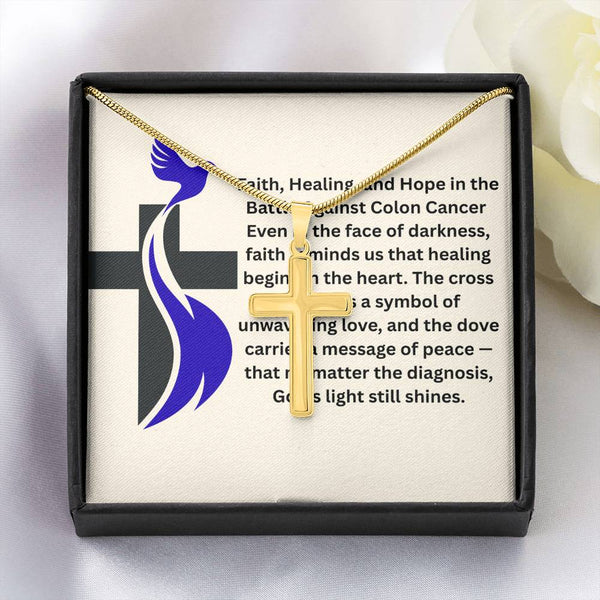 Colon Cancer Dove Cross Necklace - JohnVsGBMStandard Box18K Yellow Gold Finish
