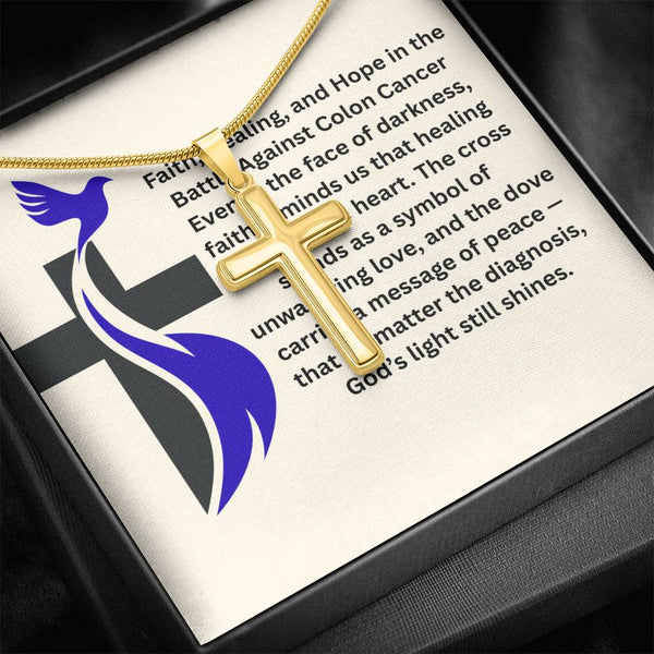 Colon Cancer Dove Cross Necklace - JohnVsGBMLuxury BoxPolished Stainless Steel