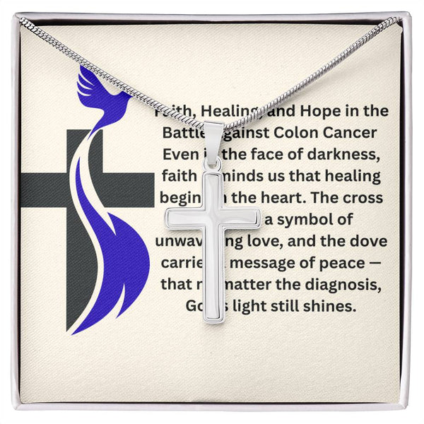 Colon Cancer Dove Cross Necklace - JohnVsGBMLuxury BoxPolished Stainless Steel