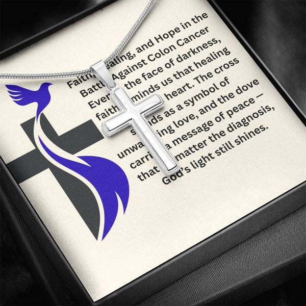 Colon Cancer Dove Cross Necklace - JohnVsGBMLuxury BoxPolished Stainless Steel