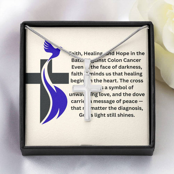 Colon Cancer Dove Cross Necklace - JohnVsGBMStandard BoxPolished Stainless Steel