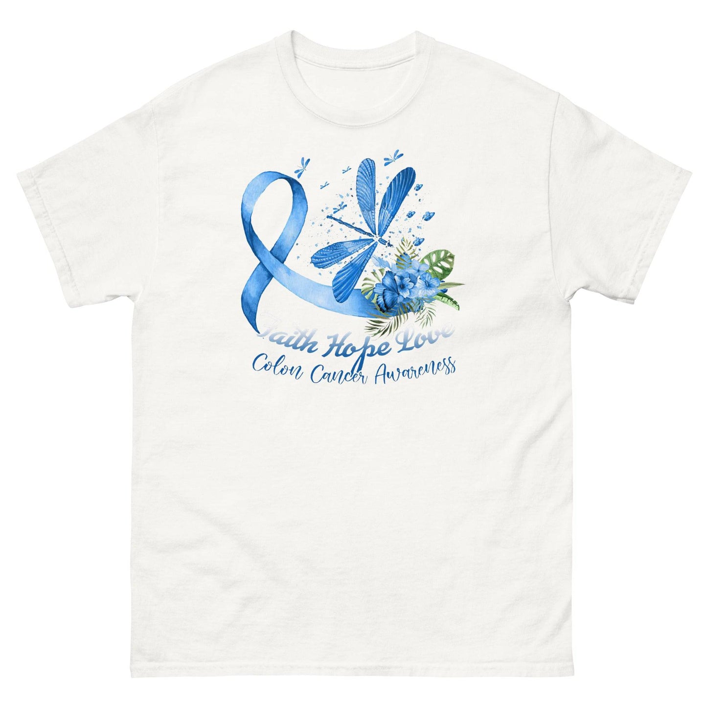 Colon Cancer Dragonfly Faith Hope Love Tee - JohnVsGBMWhiteS