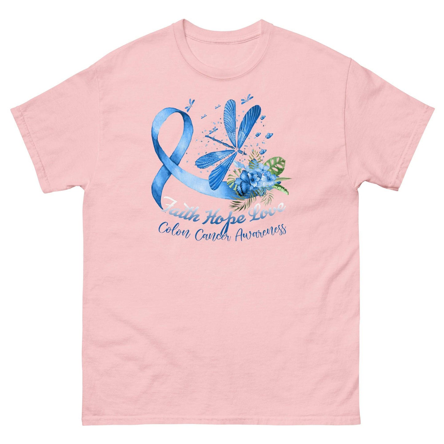 Colon Cancer Dragonfly Faith Hope Love Tee - JohnVsGBMLight PinkS