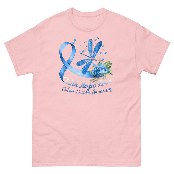 Colon Cancer Dragonfly Faith Hope Love Tee - JohnVsGBMLight PinkS