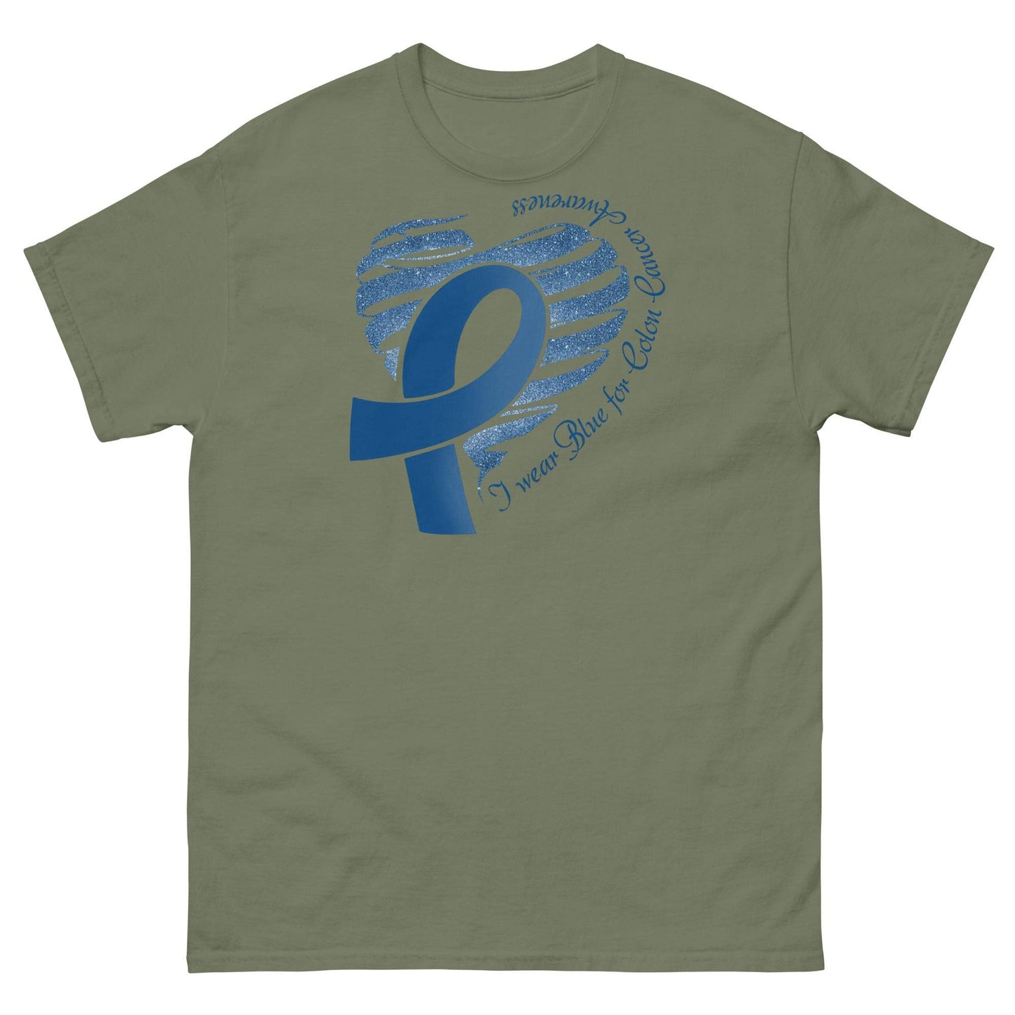 Colon Cancer Heart Ribbon Tee - JohnVsGBMMilitary GreenS