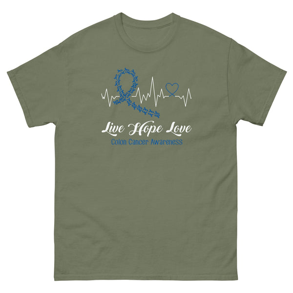 Colon Cancer Heartbeat Tee - JohnVsGBMMilitary GreenS