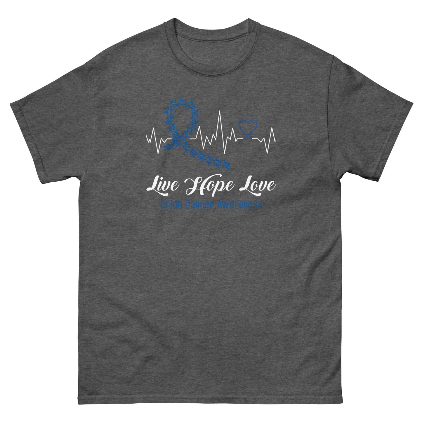 Colon Cancer Heartbeat Tee - JohnVsGBMDark HeatherS