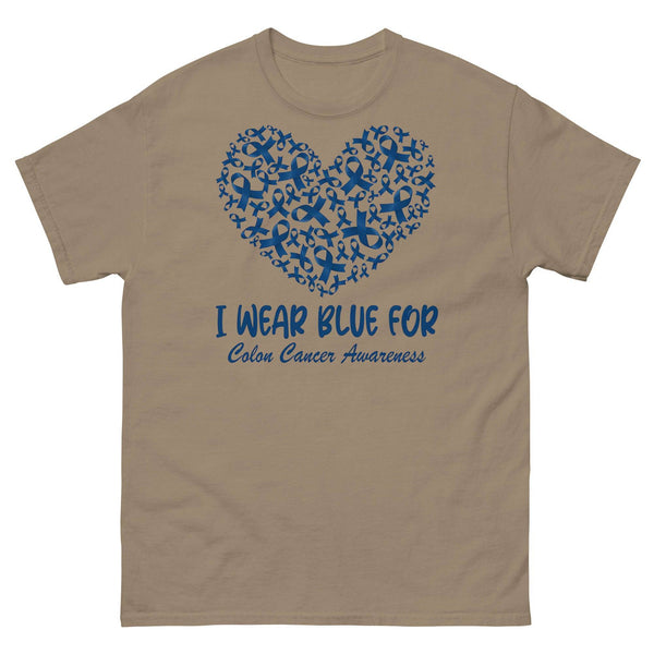 Colon Cancer I Wear Blue Heart Tee - JohnVsGBMBrown SavanaS