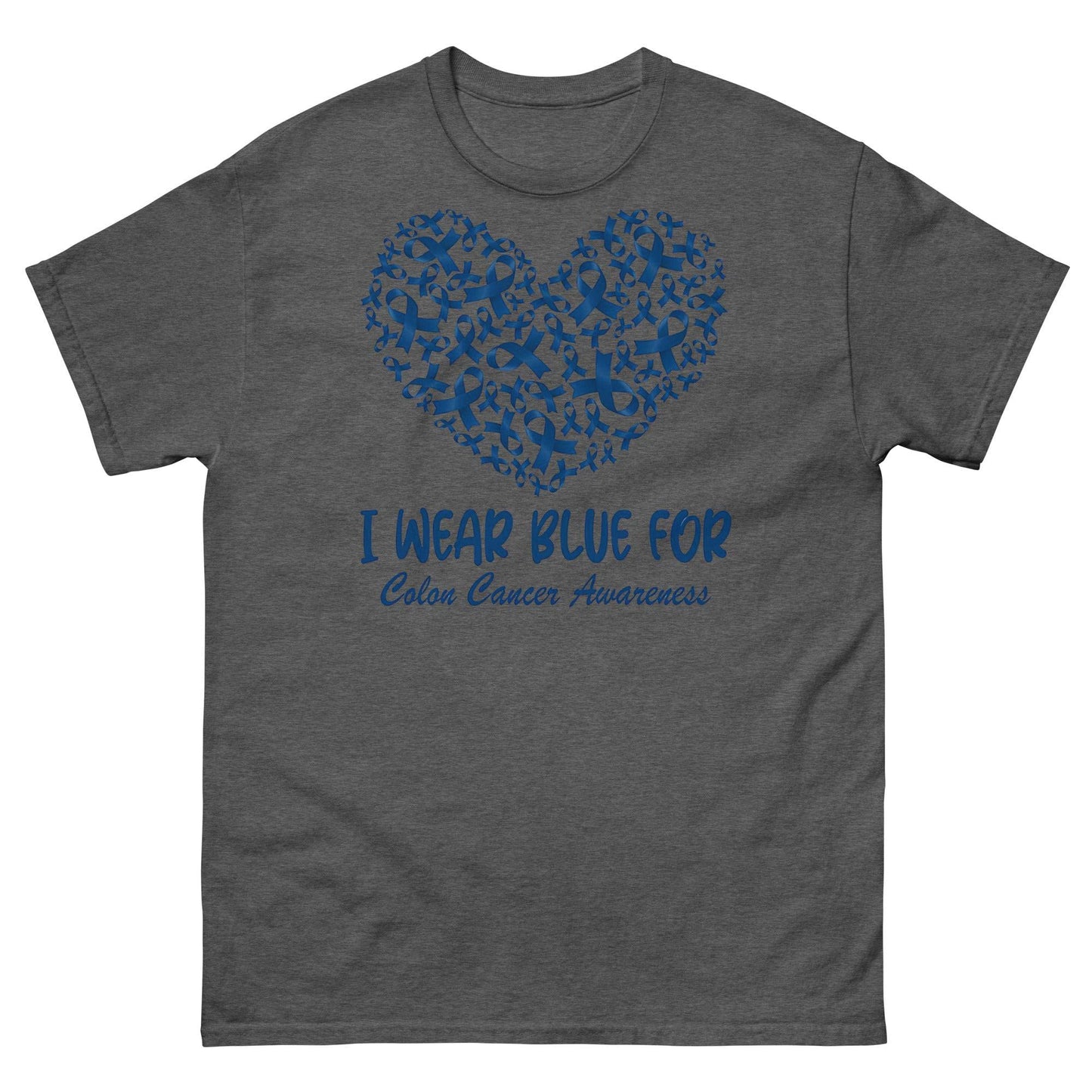 Colon Cancer I Wear Blue Heart Tee - JohnVsGBMDark HeatherS