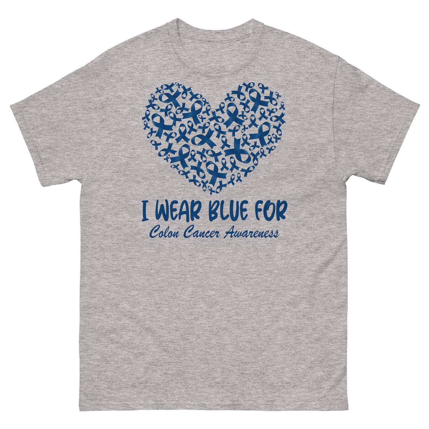 Colon Cancer I Wear Blue Heart Tee - JohnVsGBMSport GreyS